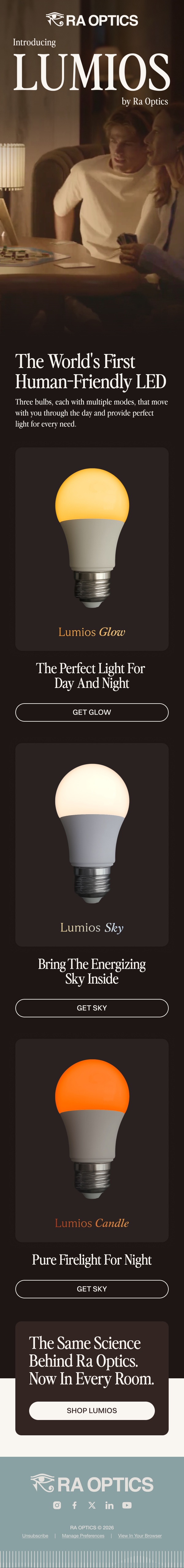 Launch / Evening — full LUMIOS email